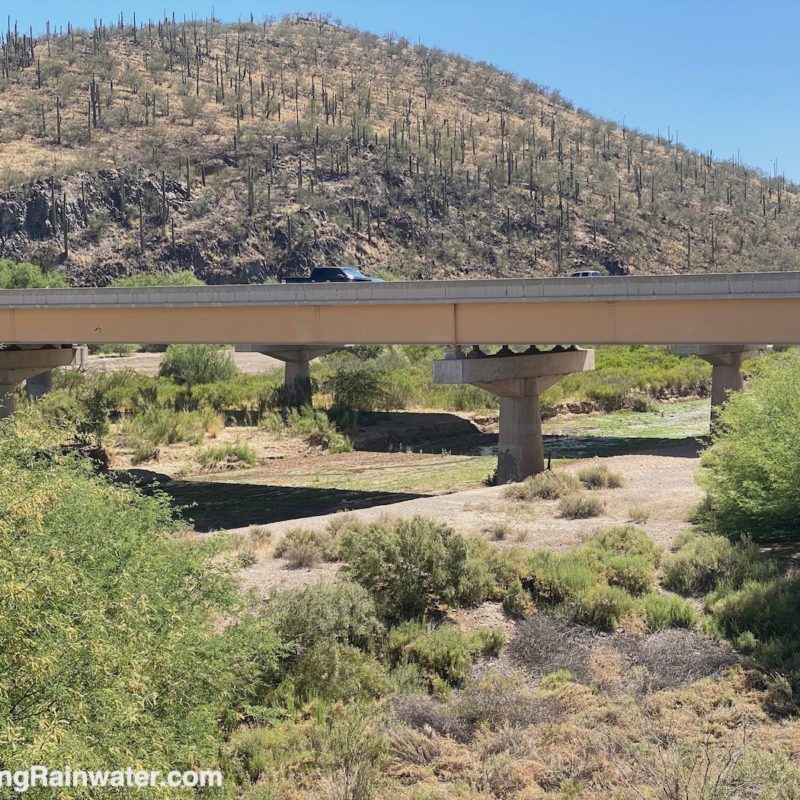 Restored surface flow beneath bridge at Wa:k Hik dan Riprarian Restoration Project on Tohono O'odham land near the San Xavier Mission